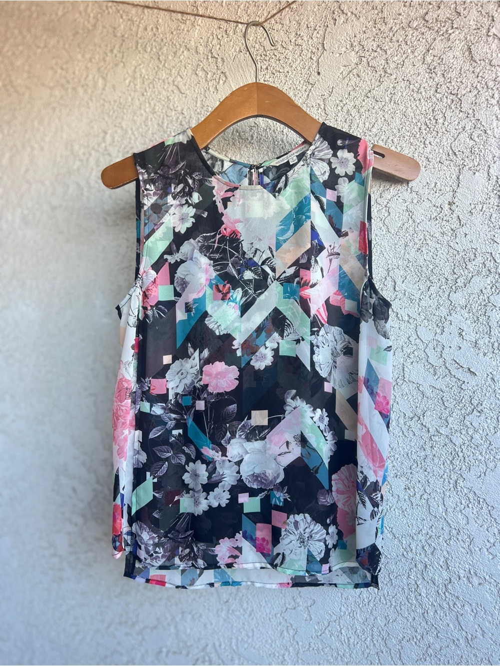 Rebecca Minkoff Black Floral & Geometric Print Sleeveless Camisole